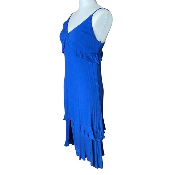 Lulus Island time Blue Ruffled Midi Dress Size Large - Picture 4 of 10
